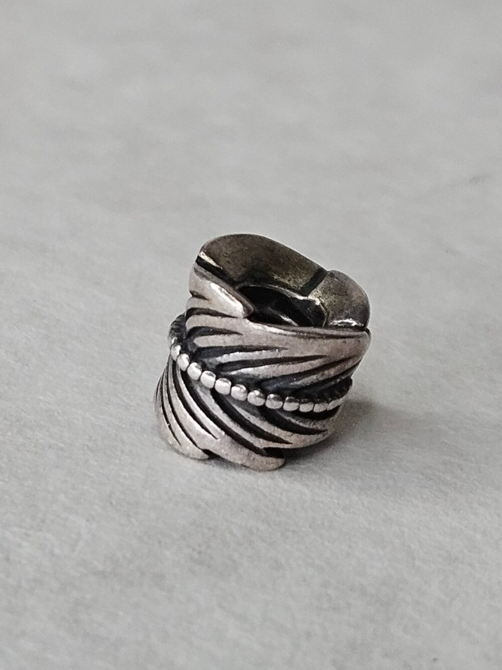 925 Pandora Sterling Silver Rolled Feather Bead Charm